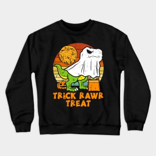 Trick Rawr Treat Dino Ghost T-rex Halloween Crewneck Sweatshirt